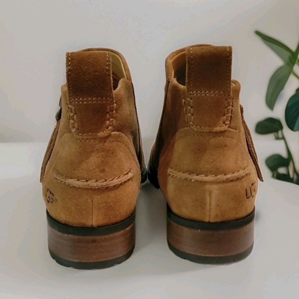 UGG Women's Aureo Tan Suede Zip Ankle Booties New Size 6 - Picture 7 of 9